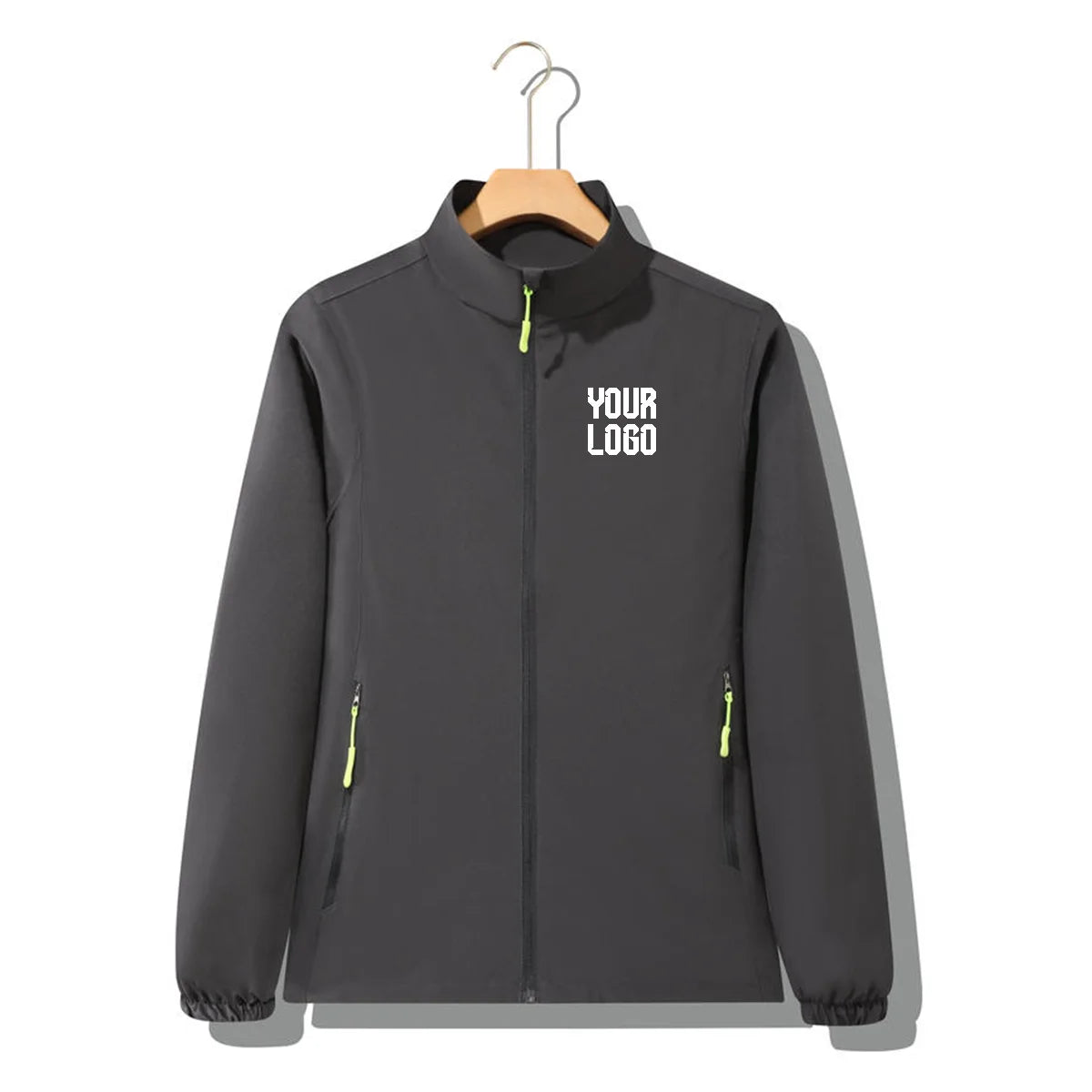 Stand collar zipper outdoor windbreaker, unisex UV-resistant waterproof jacket, customizable LOGO