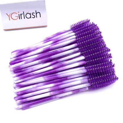 50 Pcs Shiny Crystal Eyelash Applicator Disposable Diamond Handle Nylon Two Colors Mascara Wands Spoolies Pink Brushes