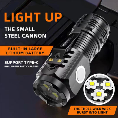BOOIU Super Bright Flashlight 3 LED Portable Mini Burst Flash Torch Rechargeable Tail Magnet Outdoor Spotlight with Pen Clip