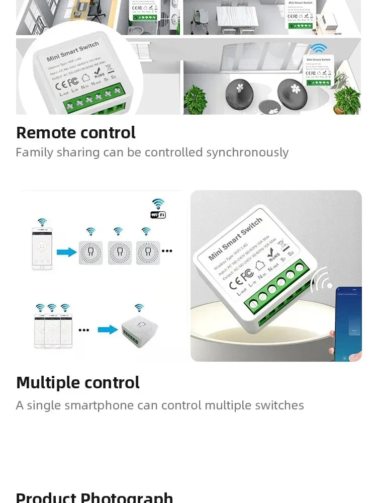 Smart Switch Module WiFi ZigBee Tuya Smart Life App Remote DIY Delay Support 2-way Control with Alexa Google Home Voice Control