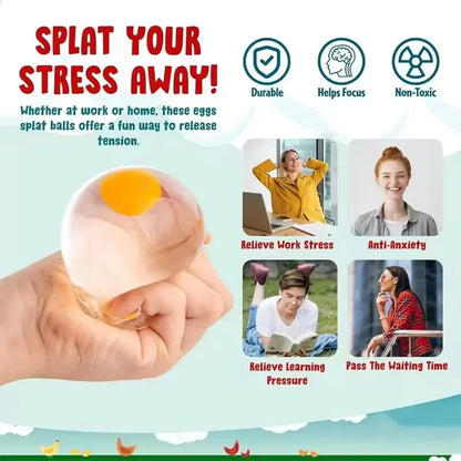 Yolk Balls for Kids Splat Ball Squishy Clear Egg Yolk Fun Squeeze Toy Anxiety Reducer for Kids Adults Birthday Party Favors