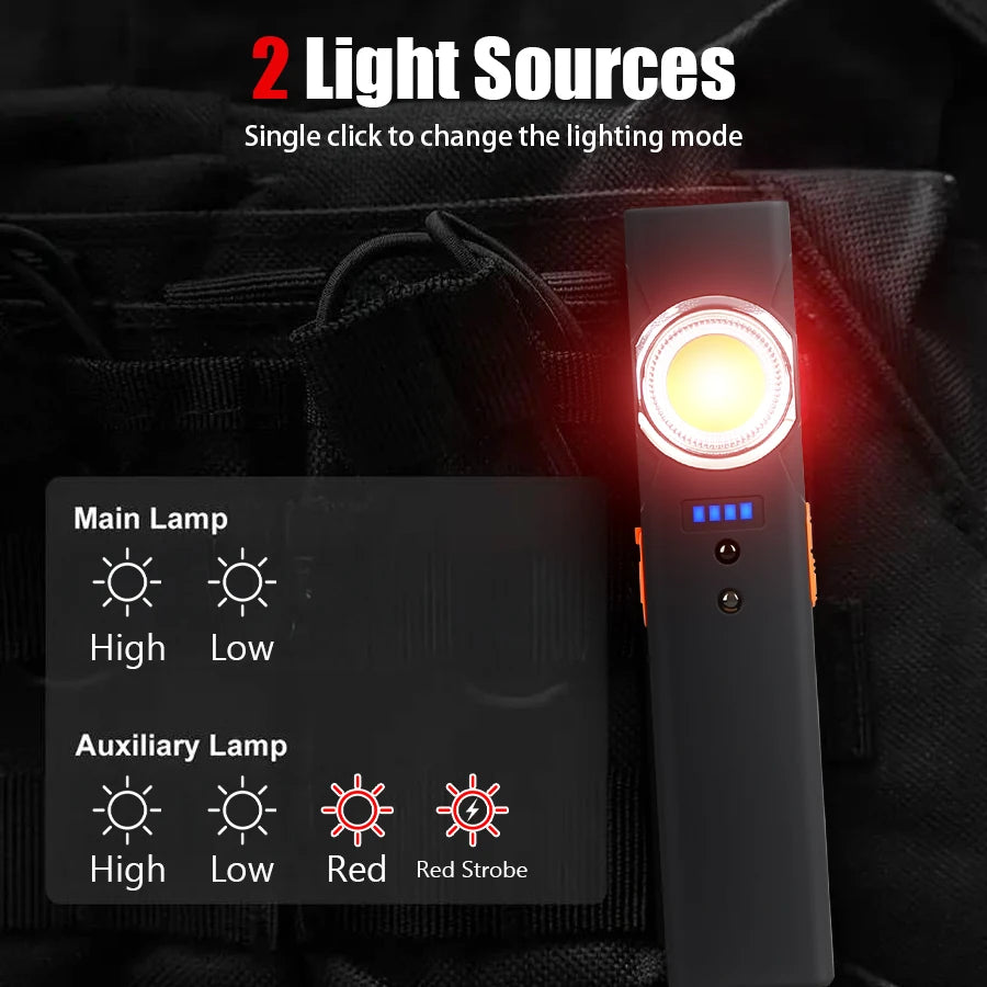 Super Bright Keychain Flashlight Mini COB Portable Work Light USB Rechargeable Outdoor Camping Fishing Pocket Lamps With Magnet