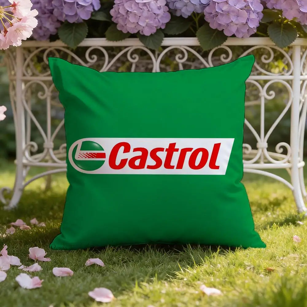 Logo C-Castrol Cushion Cover Home & Car Dual-Scene Pillow Cover: Reversible for Premium Comfort