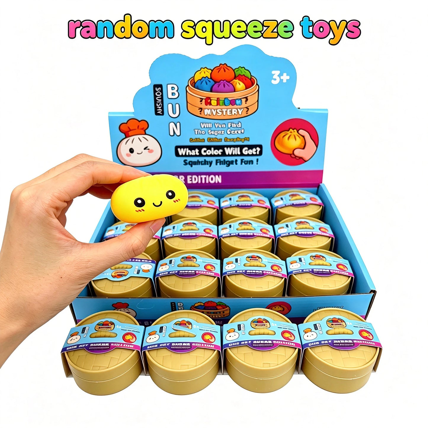 2026 Hot Sale Blind Box Colorful Simulated Steamed Bun Squishy with Box Dumplings Sensory Squeeze Toy for Stress Relief