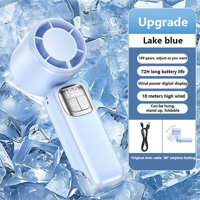 199 High Speed Handheld Fan 3000MAH Cooling Ice Cooler Rechargeable USB Brushless Motor  Jet Fan for Outdoor Travel Office