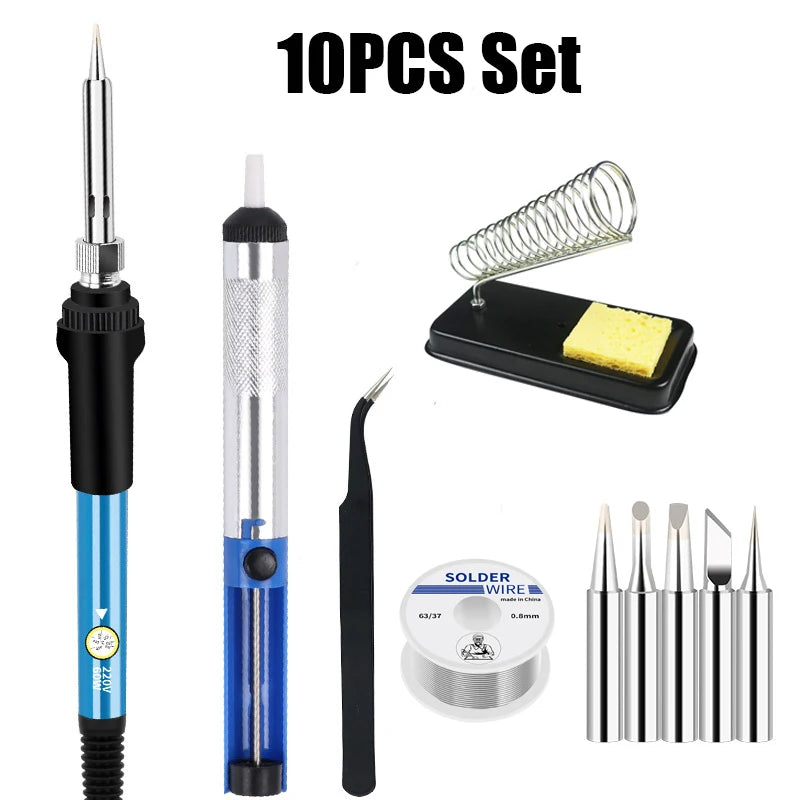 EU/US Solder Solder Iron Repair Soldering 220V/110V Electric Tool 60W Nib Heating Adjustable Welding Tin Temperature/Solder wire