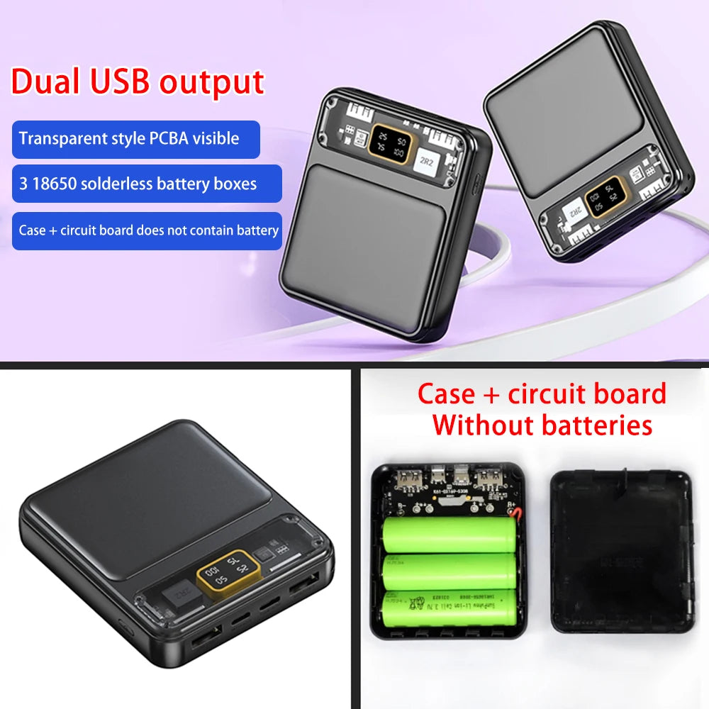 New DIY Power Bank Box 3x18650 Battery Charger Case Portable Fast Charging Case Solderless Power Bank Shell Batteries Charging