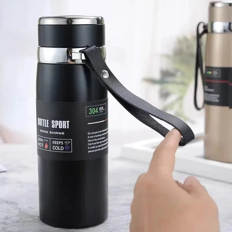 Portable 1L Stainless Steel Vacuum Flask, Insulated Water Thermos for Hot/Cold Coffee, Tea & Beverages