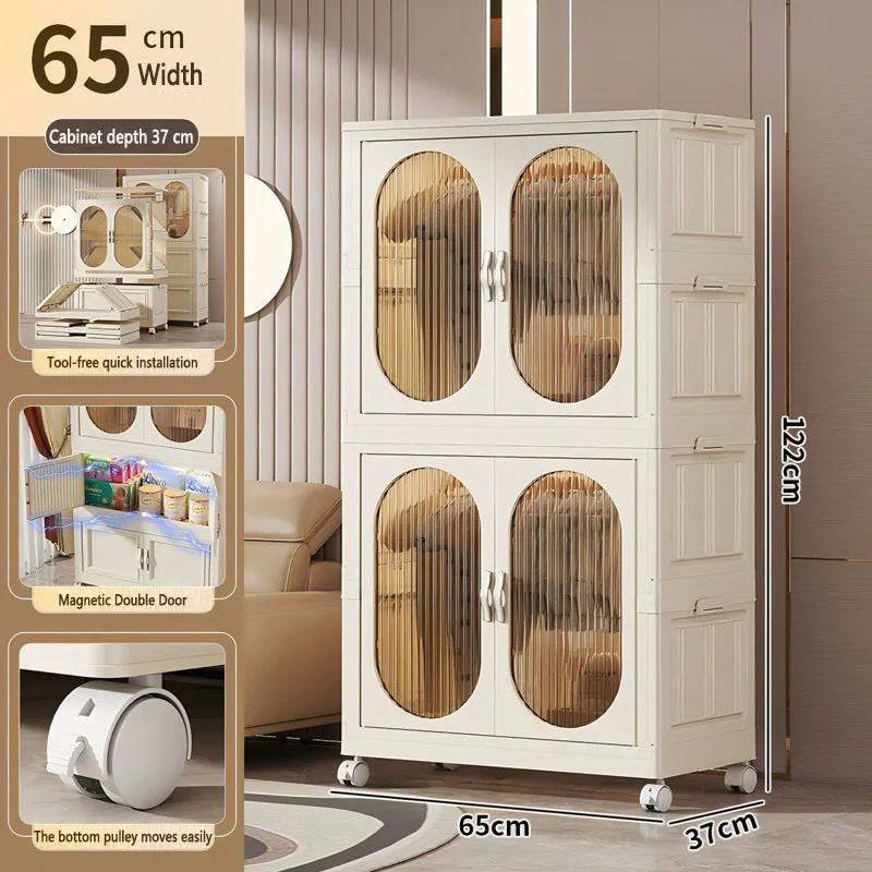 Foldable Baby Closet Plastic Infant Wardrobe Children's Clothing Storage Cabinet for Home Bedroom No Installation Needed