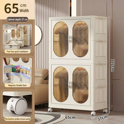 Foldable Baby Closet Plastic Infant Wardrobe Children's Clothing Storage Cabinet for Home Bedroom No Installation Needed