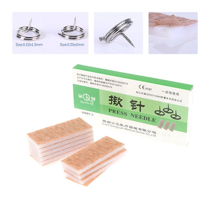 【B】100Pcs/box Multi-Condition Ear Seed Acupressure Kit Press Needle Ear Seeds Acupuncture Vaccaria Plaster Needles