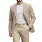 Men's Khaki 2-Piece Suit Regular Fit Single Breasted Blazer with Trousers Casual Business Wedding Gentleman Outfit