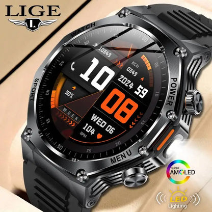 LIGE Nowy Smartwatch Męski 800 mAh Ultra Długa Żywotność Baterii Wodoodporny Zegarek Sportowy Outdoor Połączenia Bluetooth Wojskowy Smartwatch 2025