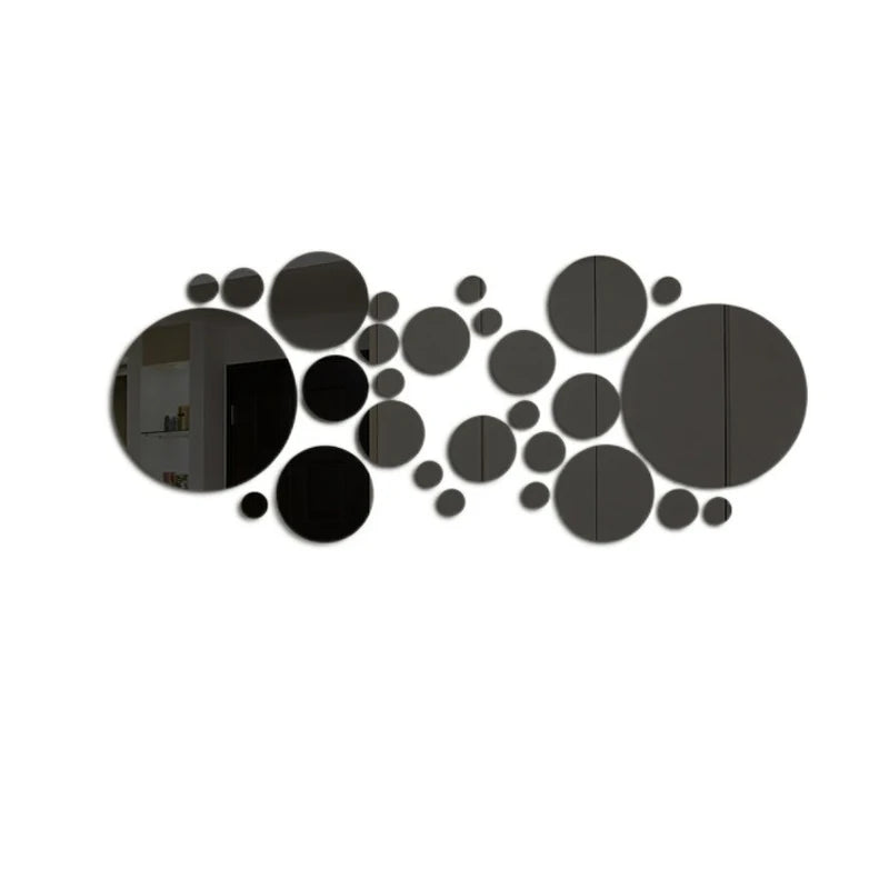 26 PCs 3D Acrylic Mirror Wall Stickers, Round Mirror, DIY Bedroom, Bathroom and TV Backroom Stickers Wall Decoration