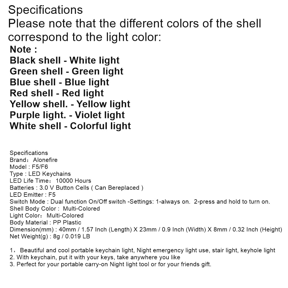 1/10/50/100pc/Mini LED Keychain light White Red Yellow Green Blue Purple light flashlight Portable Emergency Lighting Torch lamp
