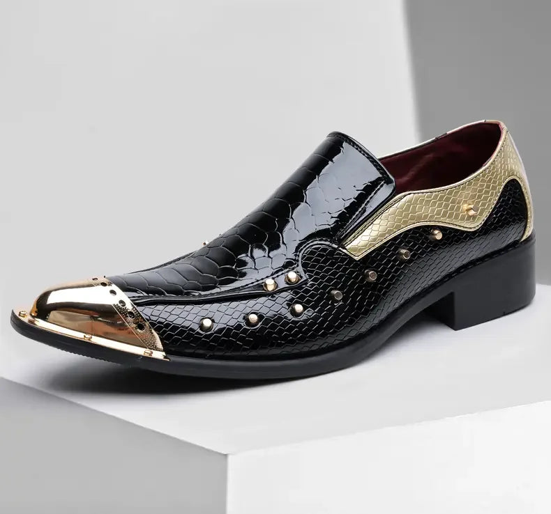 Handmade Red Men's Crocodile Leather Shoes Metal Pointy Toe Business Dress Suit Men Shoe Oxfords Flats Zapatos De Hombre