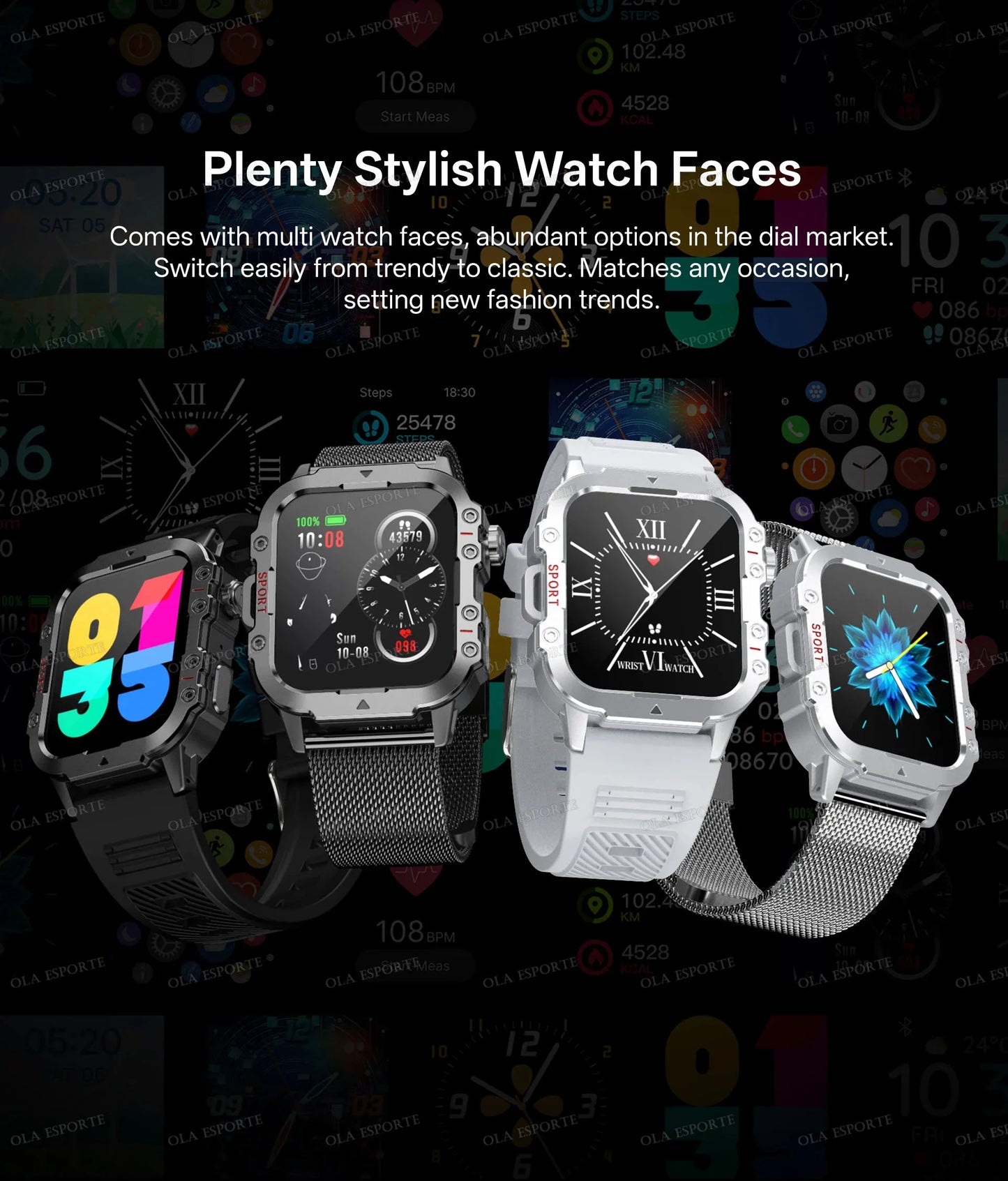 Outdoor Military Smartwatches Bluetooth Call Men 2.01" Blood Oxygen Monitor 5ATM Waterproof GPS Tracking Sports Smart Watch HW12