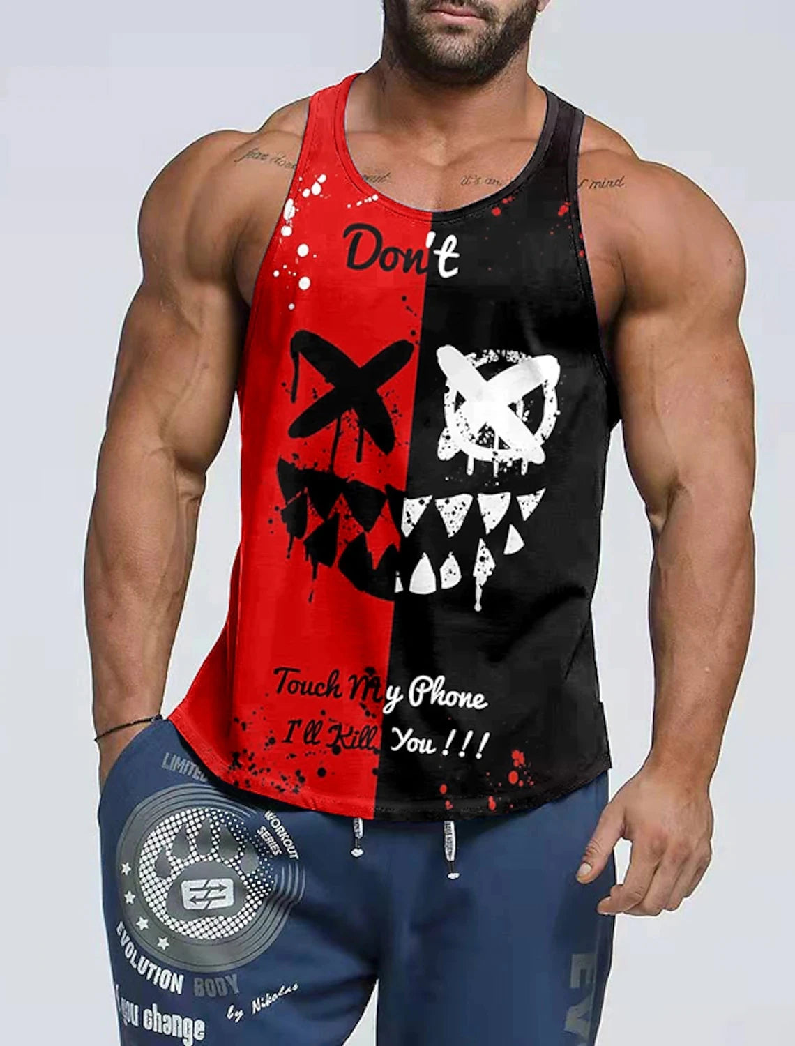Sports Vest Mens Loose Summer Trendy Fitness Sleeveless Bottom Shirt Retro Oversized Round Neck Short Sleeve T Shirt 2Xs-6Xl