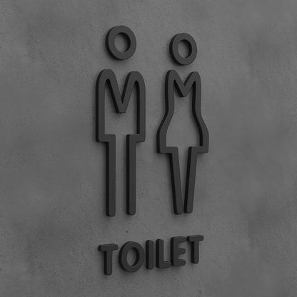 Matte Black Gold Toilet Sign Plate Acrylic 3D Wash Room Door Wall Label Sticker Wc BathRoom Signage Board Art Hotel Home Decor