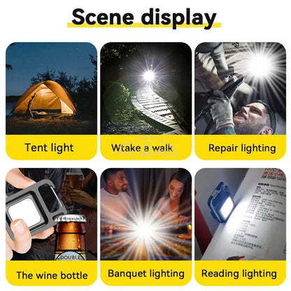 COB Work Light Flashlamp Mini Flashlight Keychain Carry LED Waterproof USB Charge Convenient Emergency Outdoor Lighting Camping