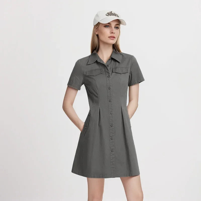 Semir Dress Women Waisted Dress Vintage 2024 Summer New Melad Solid Colour Short