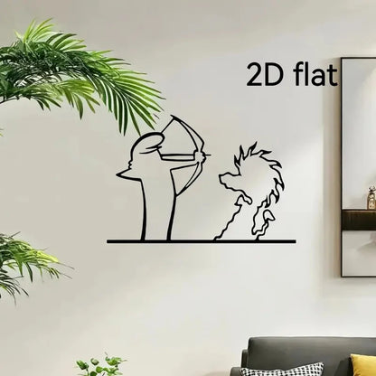 La Linea Minimalist Line Art Car Sticker Bumper & Window Door Wall Decal With Cartoon Character Design Home Car Decoration