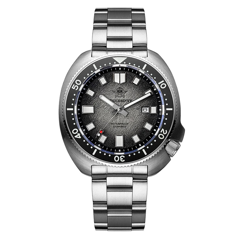 ADDIESDIVE New 43.8mm Watch for Men Dive AD2511 Luxury Sapphire Quartz Wristwatch 100m Waterproof Stainless Steel Luminous Watch