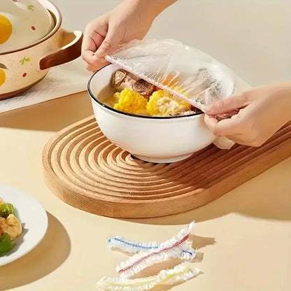 100Pcs Colorful Disposable Food Cover Lid Elastic Wrap Fresh Film Bag Cling Cover Bowl Cover, Kitchen Storage Bag