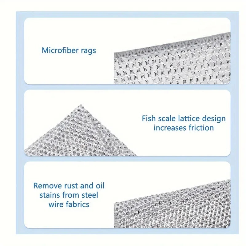 5/10/20/30 Silver Wire Cleaning Cloths Kitchen Dishwashing Cloths Non-Stick Oil Stain Removal Wipes Reusable Multi-Purpose Cleaning Towels Suitable for Tableware and Stovetops