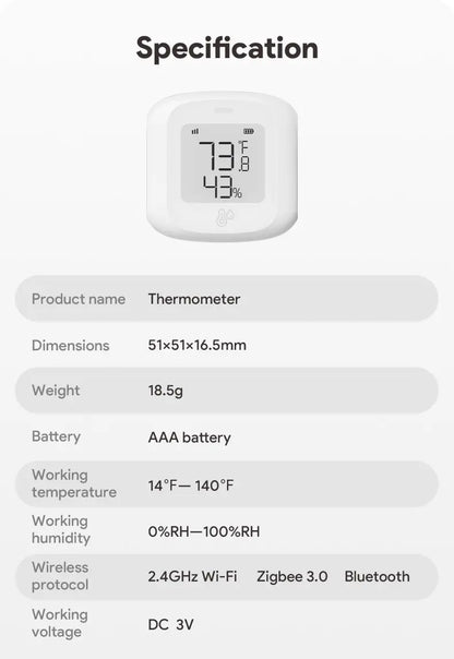 Tuya Smart WiFi/Zigbee Temperature and Humidity Sensor Indoor Hygrometer Thermometer with LCD Display Support Alexa Google Home