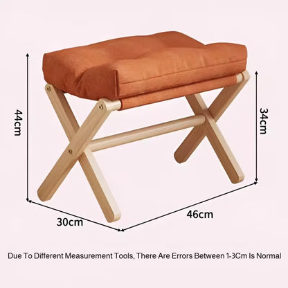 Portable Wooden Footstool with Plush Cotton Padding for Entryway and Lounge Use