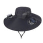New Multi-Function Solar Fan Sun Hat - Waterproof Fishing Hat with Built-In USB Charging & Wide Brim for UV/Heat Protection