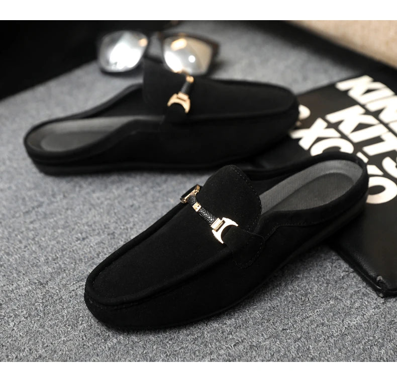 Fashion Red Men's Half Shoes Summer Lightweight Casual Shoes For Men Flat Slippers Comfortable Soft Slip-on Shoes Man Loafers