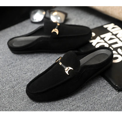 Fashion Red Men's Half Shoes Summer Lightweight Casual Shoes For Men Flat Slippers Comfortable Soft Slip-on Shoes Man Loafers