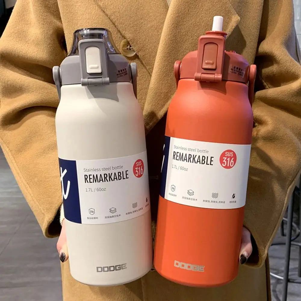 1300ML Large Capacity Thermos Bottle with Straw 316 Stainless Steel Thermal Mug Sports Vacuum Flasks Cold and Hot Water Bottle