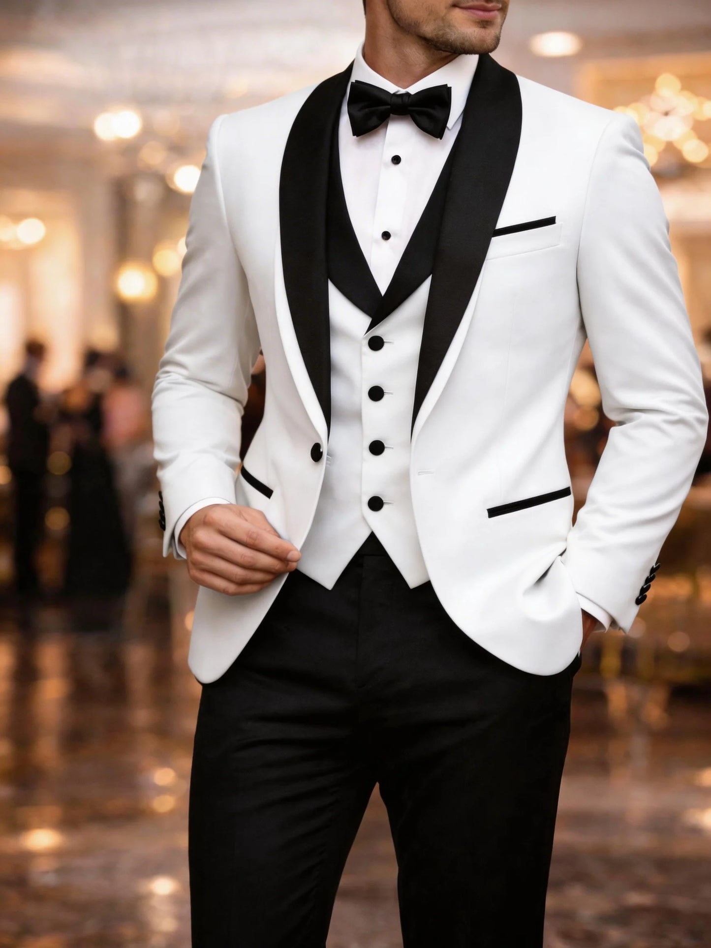 Men's Slim Fit Business Suit Black Shawl Lapel Casual Tuxedos for Wedding Groomsmen Suits Set