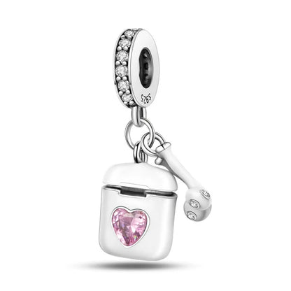 2025 Hot selling 925 Silver Pink Bird Moon Pendant Suitable for European Bracelets DIY Accessories Women's Charm Jewelry Gifts
