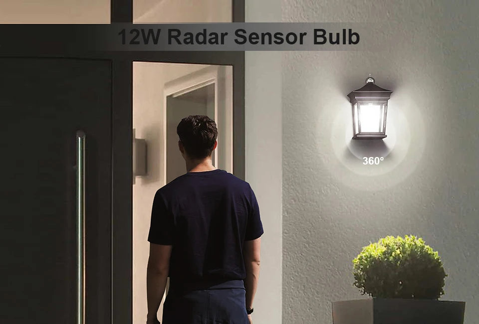 2PCS /Pack LED Bulb Light E27 Radar Motion Sensor 220V White Lamp Working in Night Auto On for Home Living Room Stairs Pathway