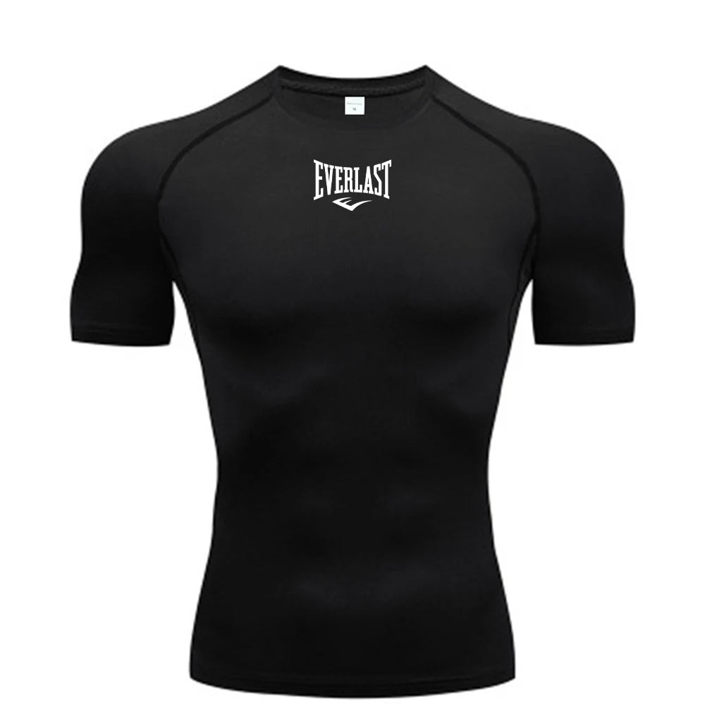 Men's Everlast Tight Short Sleeved T-Shirt for Gym Boxing and Running, Fast Drying and Slim Fit Sports Top