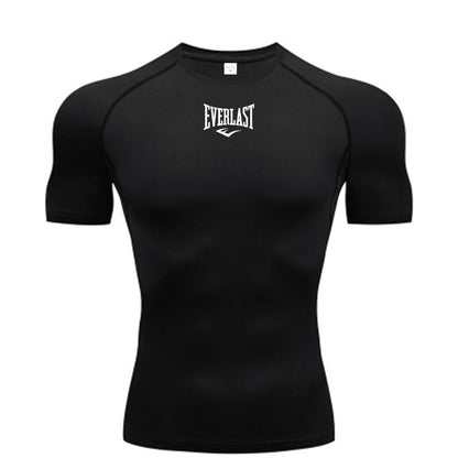 Men's Everlast Tight Short Sleeved T-Shirt for Gym Boxing and Running, Fast Drying and Slim Fit Sports Top