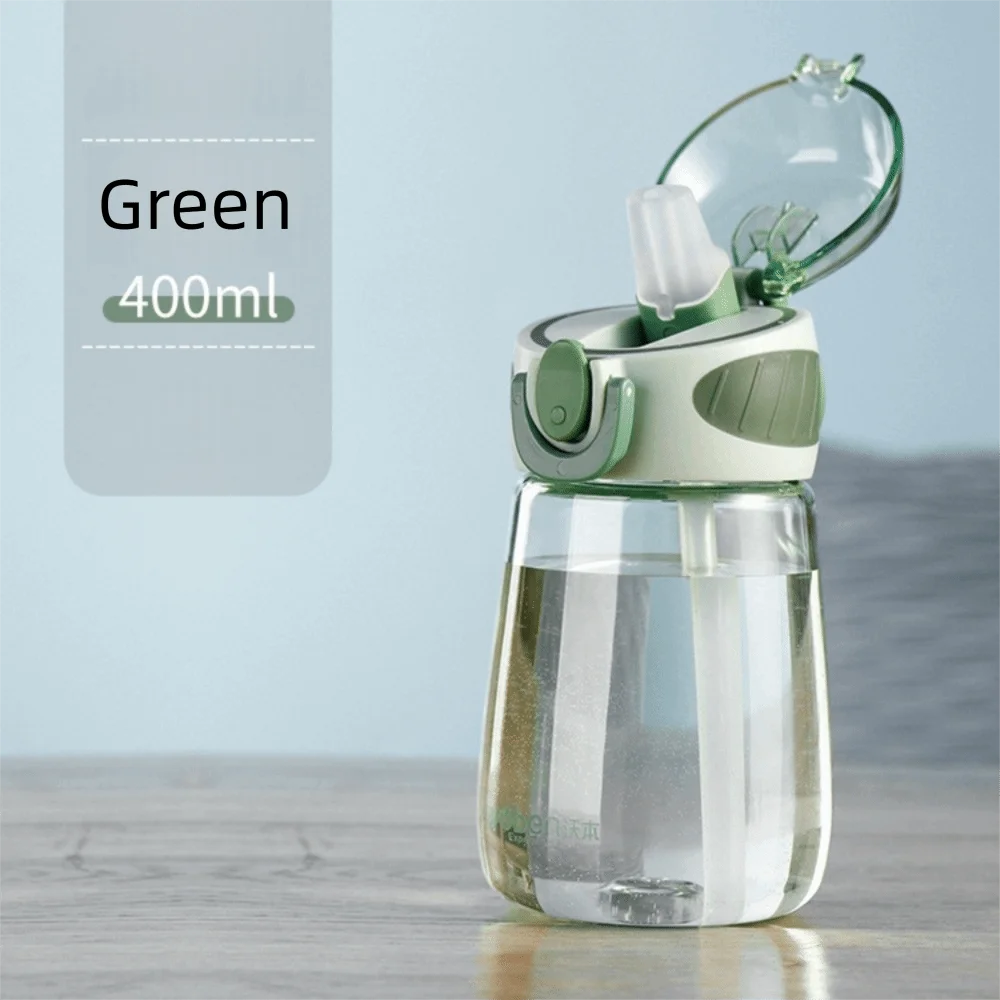 Portable Plastic Water Straw Cup Drop Proof with Scale Sippy Cup Leak-proof Food-Grade Silicone Water Bottle
