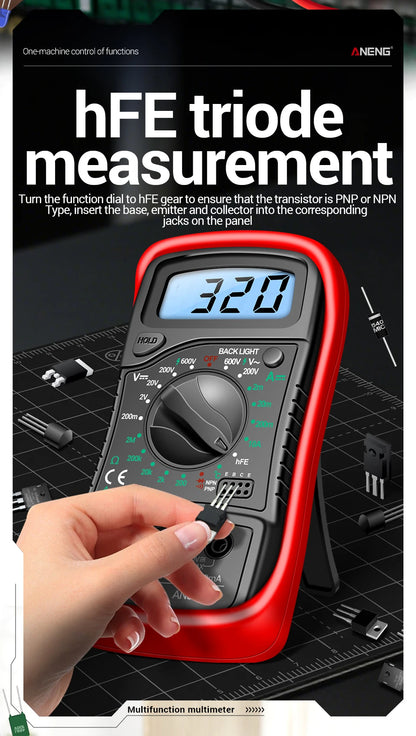 Digital Multimeter Professional ANENG AN8205C AC/DC Voltage Meter DC Current Resistance Diode -40℃~1000℃ LCD Backlight Tester