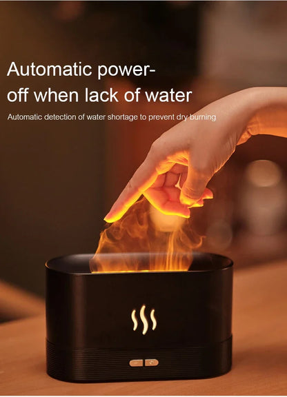 USB Desktop Flame Aroma Diffuser Humidifier 7 Colors Simulation Light Aromatherapy Air Purifier for Bedroom/Essential oil set
