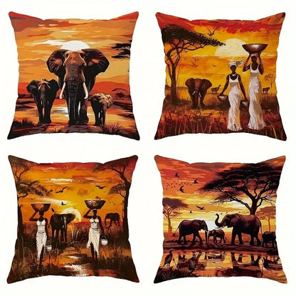 African elephant decorative pillowcase, pillowcase ultra-soft polyester material living room sofa back car pillowcase decoration