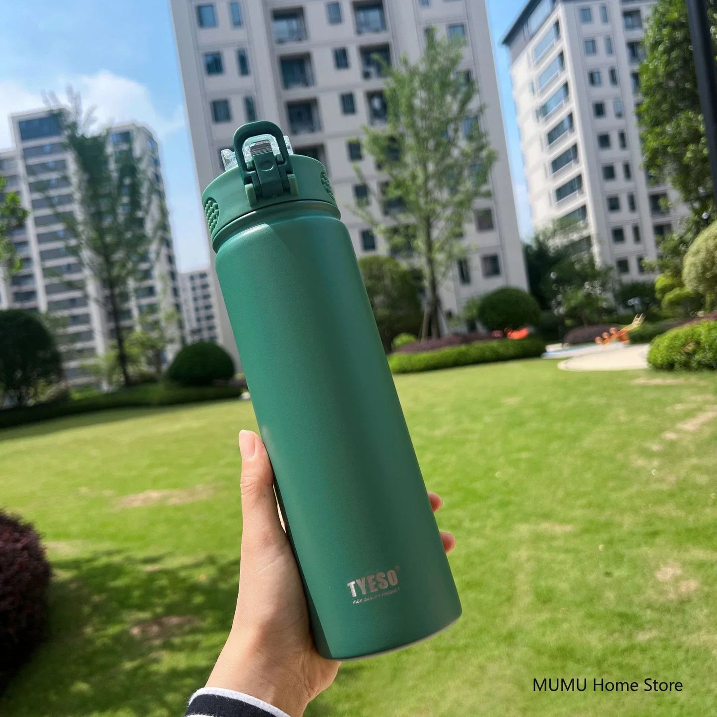 TYESO 600/750ML Stainless Steel Thermos with Straw, Car Sports Water Cup, Hot & Cold Insulated Mug