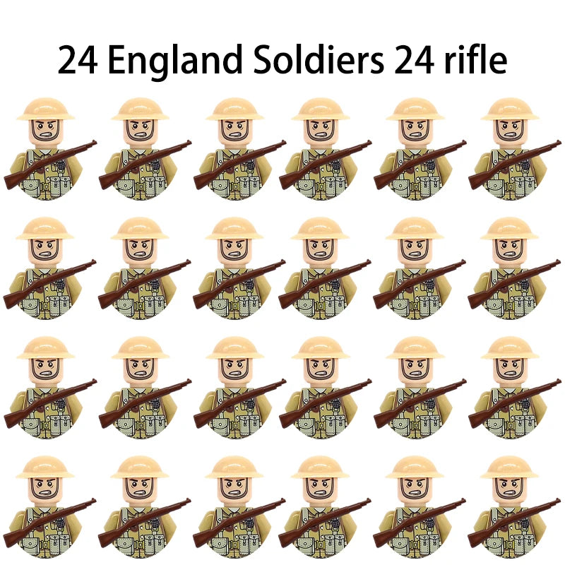 WWII Infantry Military Soldier War National Army Mini Gun armament Models Building Blocks Building Blocks Toys for Kids