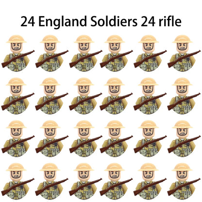 WWII Infantry Military Soldier War National Army Mini Gun armament Models Building Blocks Building Blocks Toys for Kids