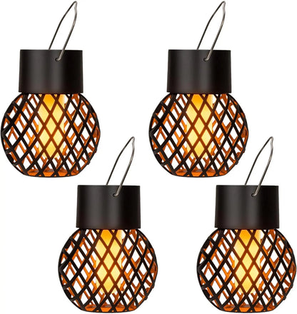 Solar LED Outdoor Flame Effect Hanging Lantern Out Waterproof Garden Decoration Lamp Solar Fairy Light For Patio Garden Yard