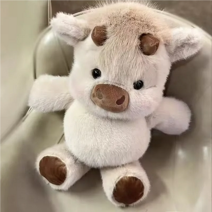 Adorable Highland Cattle Plush Toy - Huggable Running Cow Stuffed Animal Made with Premium Soft Fabric, Soothing Companion