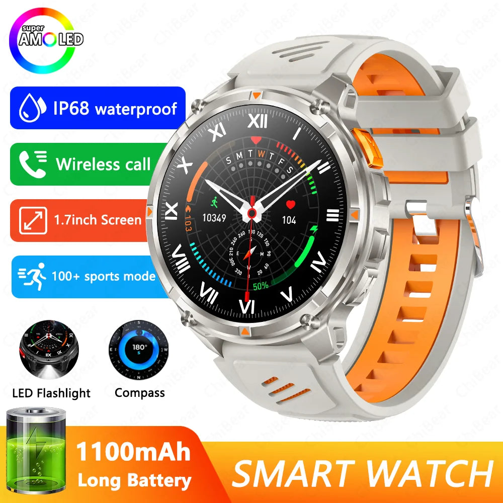 Military T-Rex 3 GPS Waterproof Smart Watch 1.46"HD AMOLED Built-in 6 Frequency Satellite Outdoors Sports Fitness Smart Bracelet